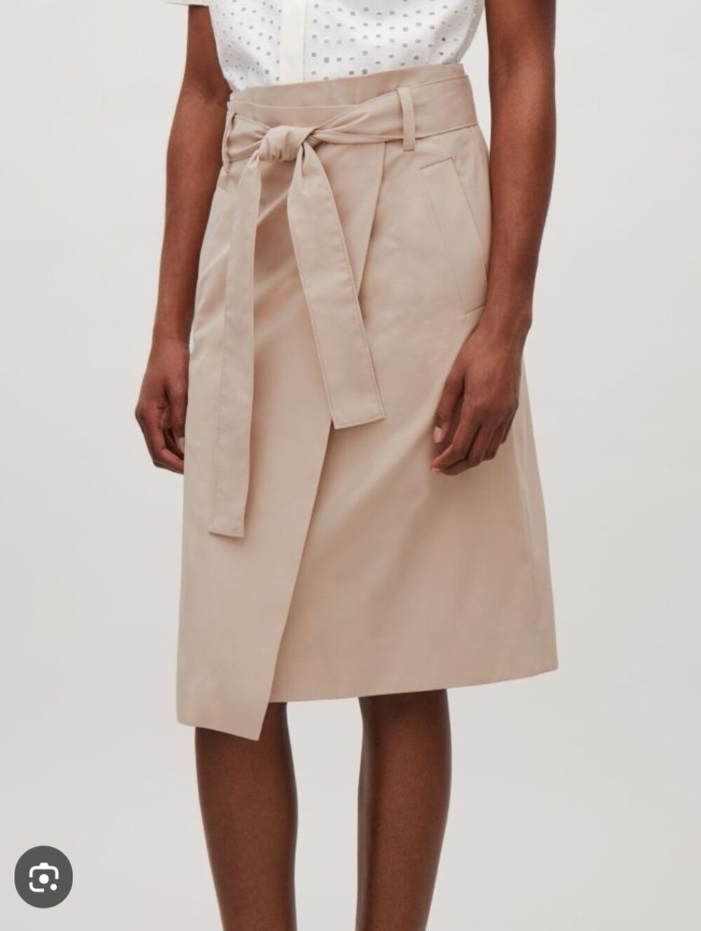 COS Beige Tie-Waist Midi Skirt